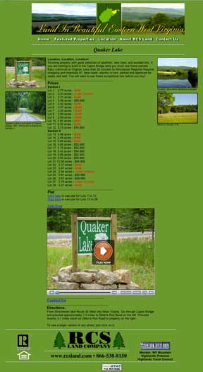 RCS Land Quaker Lake page
